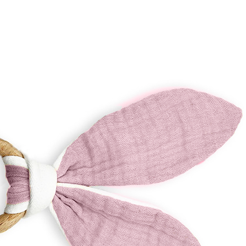 anneau de dentition en coton bio rose papate made in france
