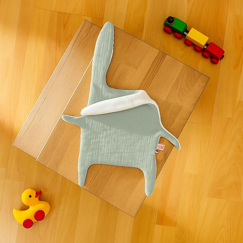 doudou plat en coton bio vert papate gots lit france garcon