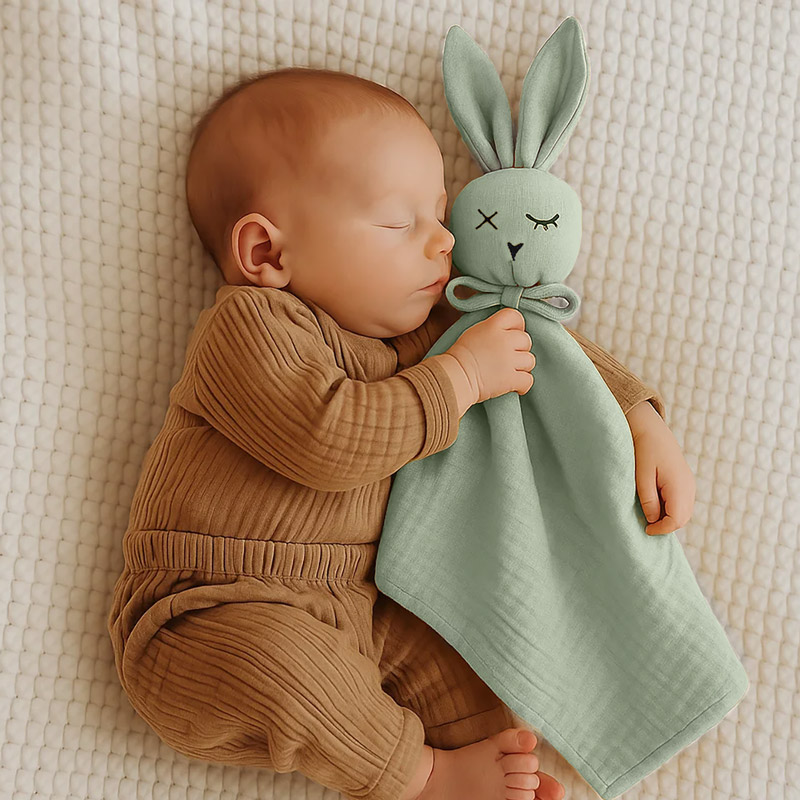 doudou coton biologique lapin GOTS vert