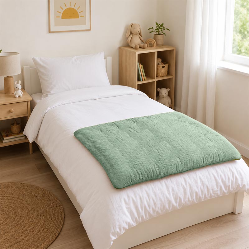housse edredon 150cm coton bio vert
