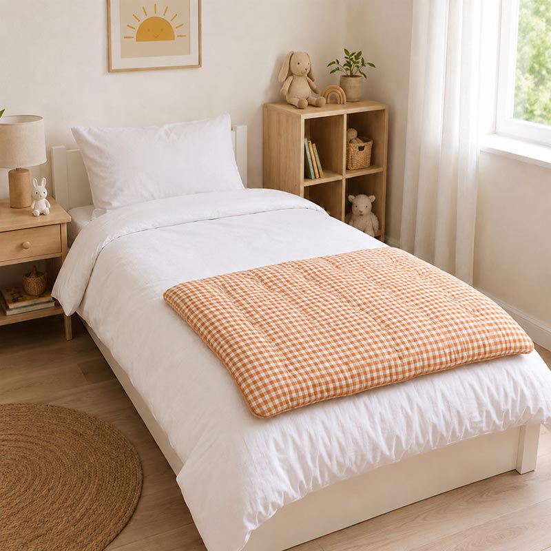 housse edredon 150 x 150 coton Vichy biologique made in france