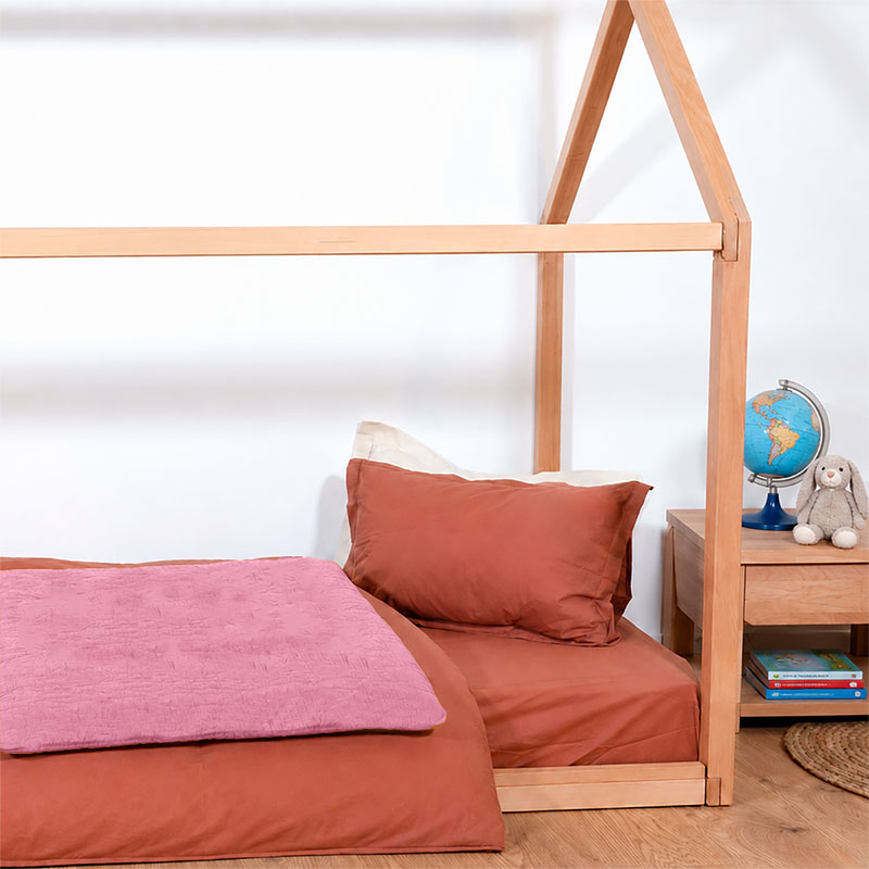 housse edredon 150 x 150 coton rose biologique
