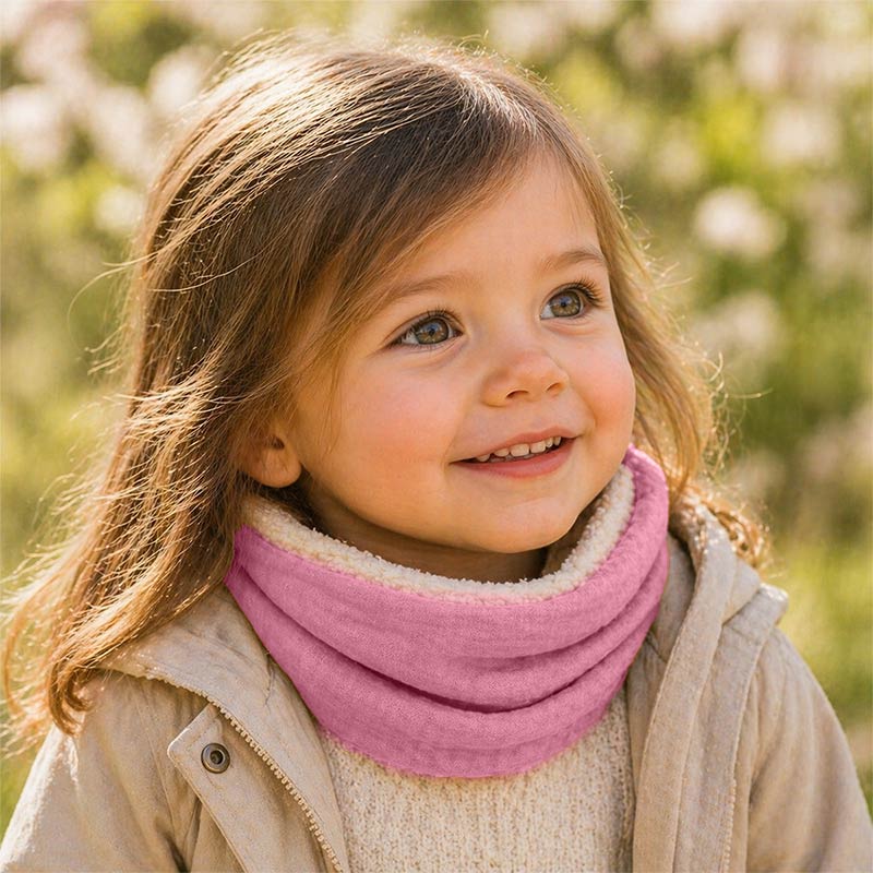 tour de cou en coton bio rose bébé fille