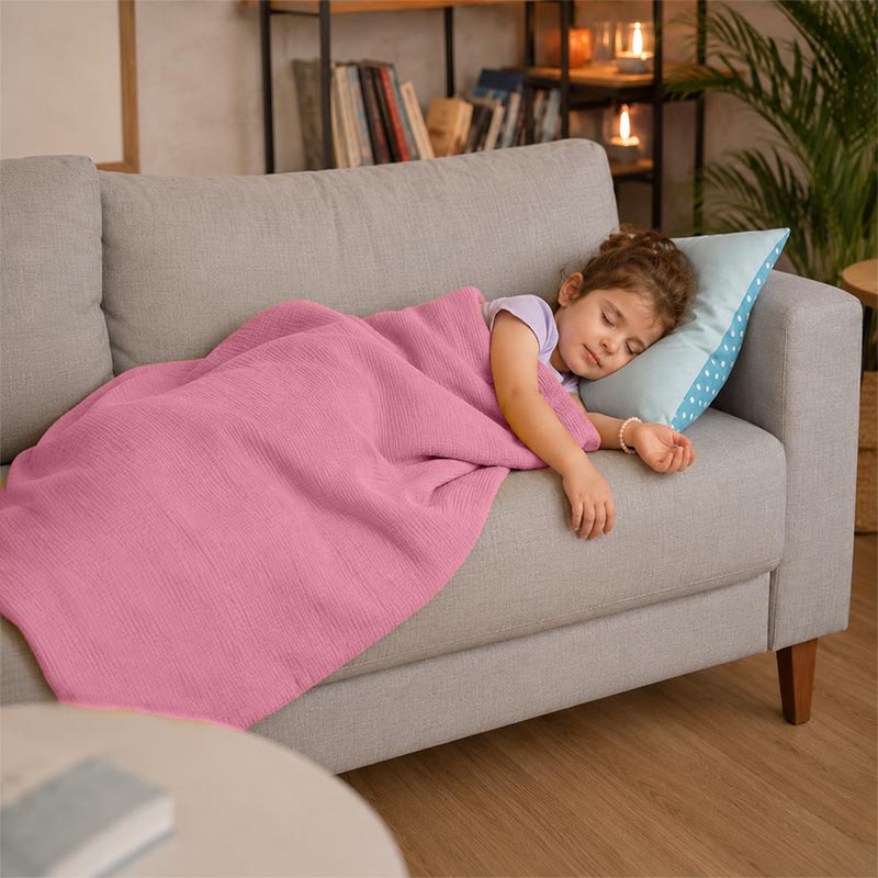 sac couchage enfant en gaze coton bio creche rose gots doux