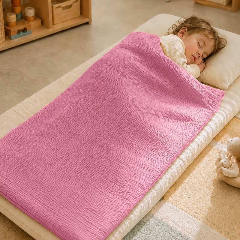 sac couchage enfant en gaze coton bio creche rose gots