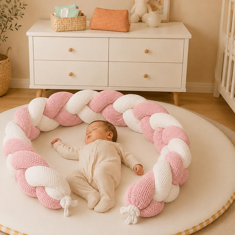 tresse lit bebe bio nid abeille 3 brins rose