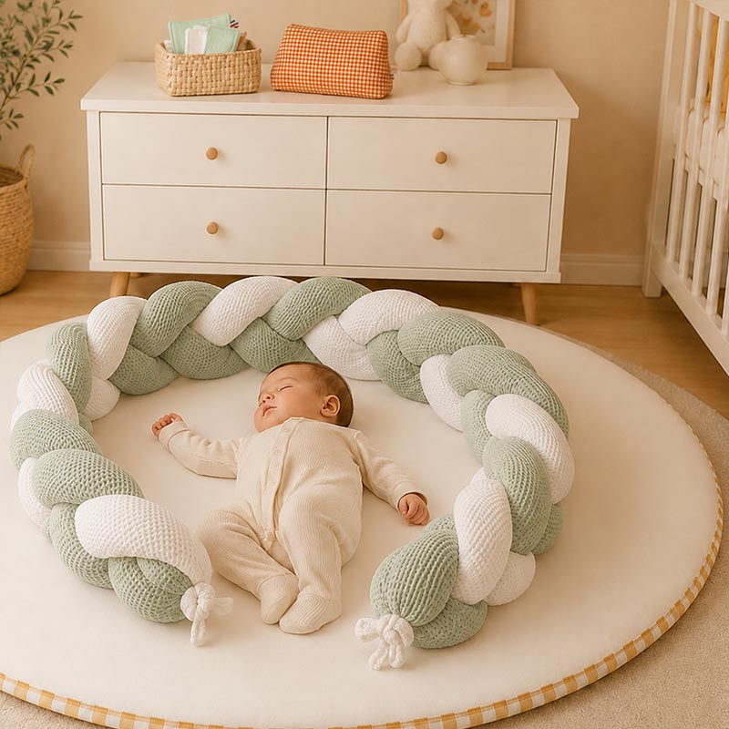 tresse lit bebe bio nid abeille 3 brins vert